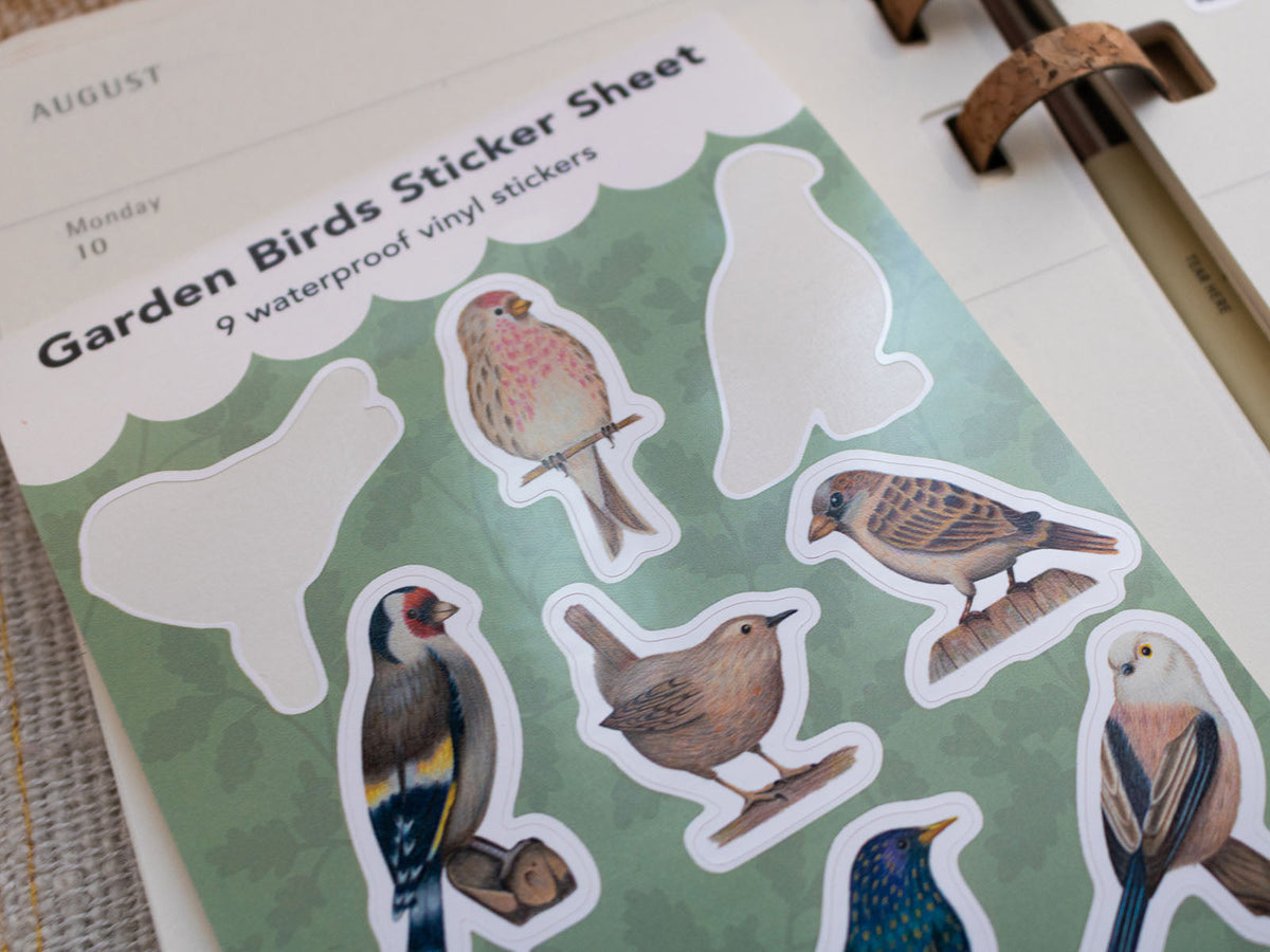 British Garden Birds - A6 Vinyl Sticker Sheet