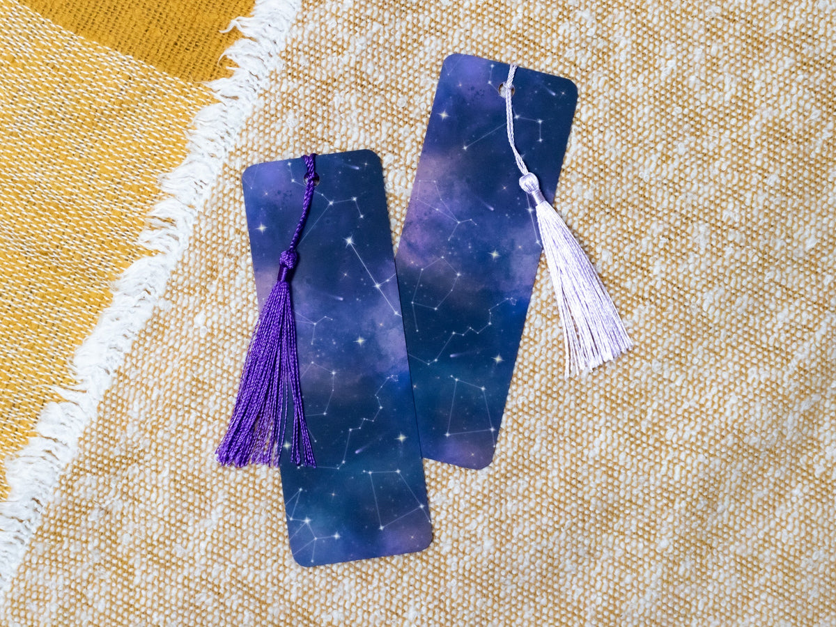 Cosmic Bookmark with Tassel - front and back