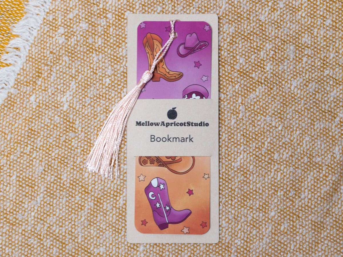 Cowgirl / Cowboy / Cowthey Bookmark with Tassel - in packaging