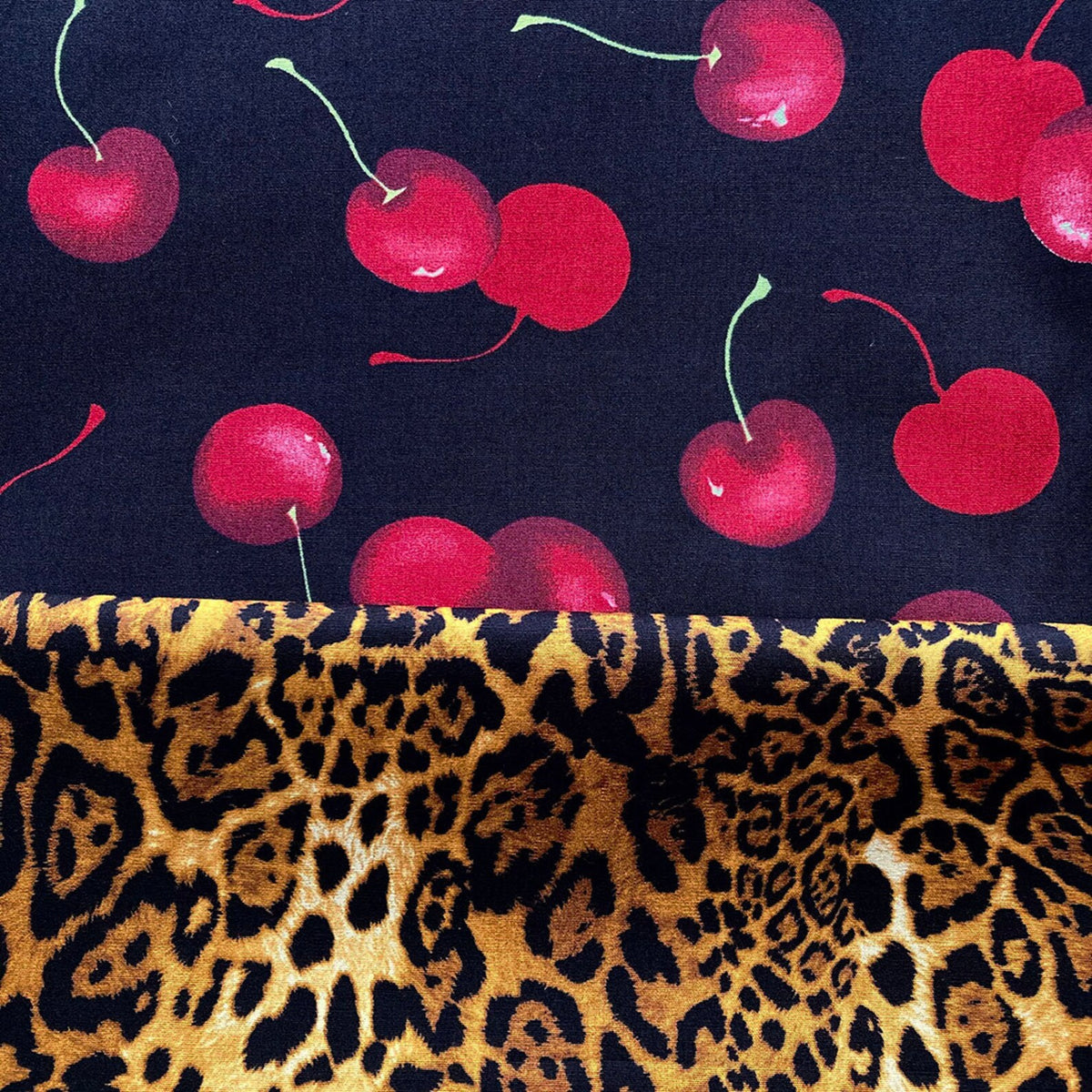 Hair tie with cherries and leaopard print