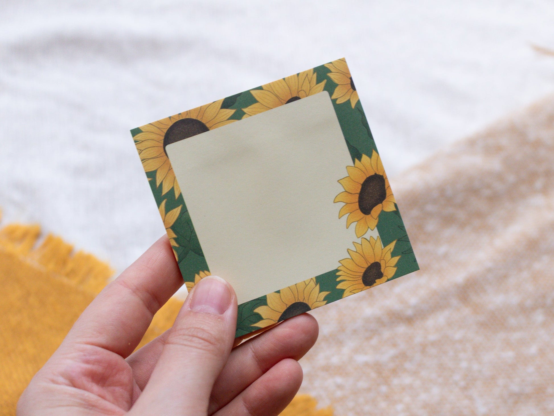 Sunflower Sticky Notes held in hand