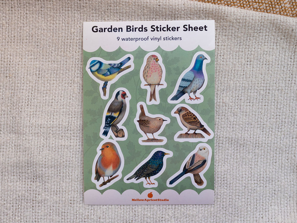 British Garden Birds - A6 Vinyl Sticker Sheet