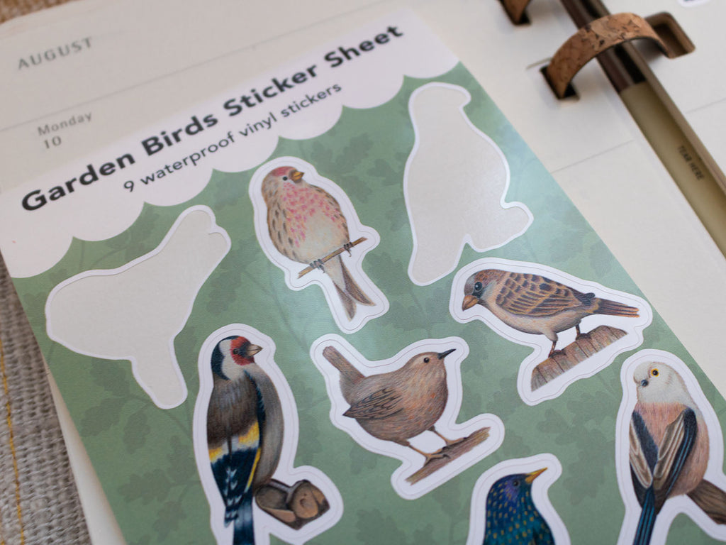 British Garden Birds - A6 Vinyl Sticker Sheet