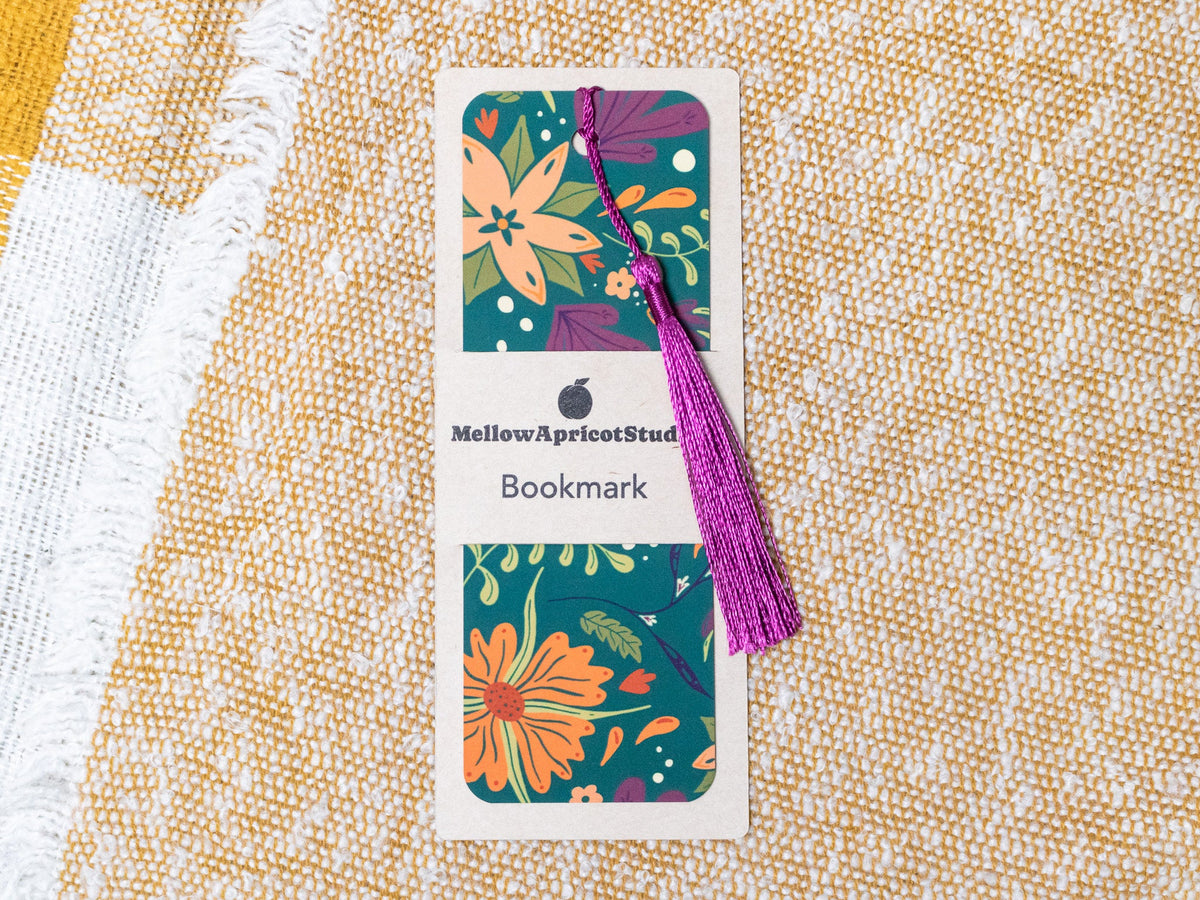 Autumnal Flower Bookmark with Tassel - in packaging