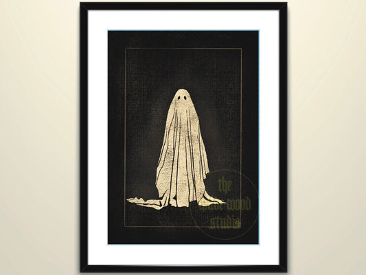 Art print of a ghost with a black background